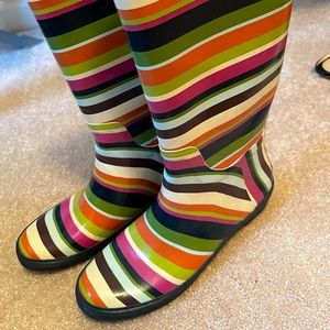 Coach legacy striped rain boots
